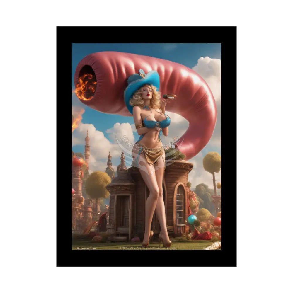Naughty 3D Al Girl Fashion Giantess Stiletto Fetish Weird & Braless Poster — 3D Stiletto Lady Giant Girlfriend Art
