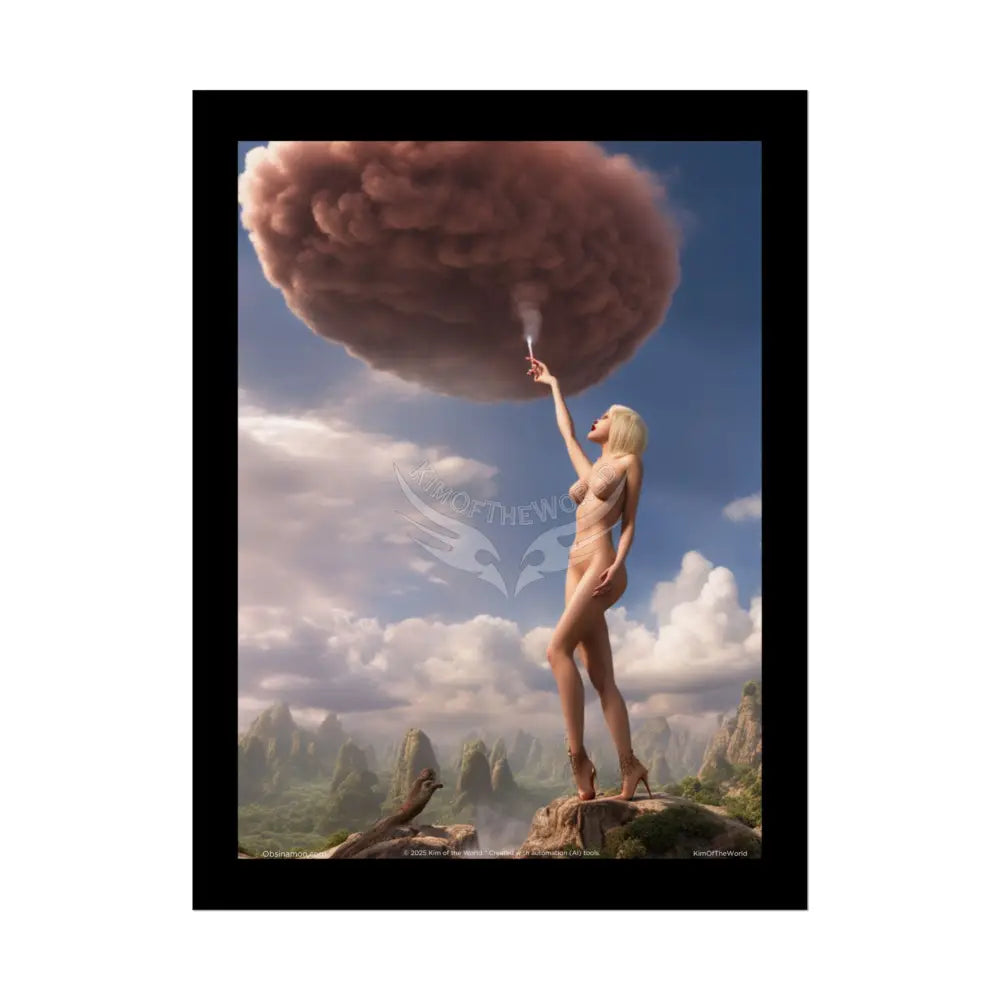 Naughty 3D Al Girl Fashion Giantess Stiletto Fetish Weird & Braless Poster — 3D Stiletto Lady Giant Girlfriend Art