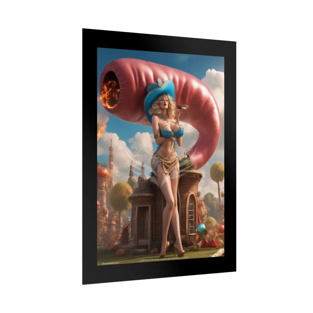 Naughty 3D Al Girl Fashion Giantess Stiletto Fetish Weird & Braless Poster — 3D Stiletto Lady Giant Girlfriend Art