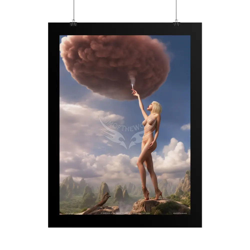 Naughty 3D Al Girl Fashion Giantess Stiletto Fetish Weird & Braless Poster — 3D Stiletto Lady Giant Girlfriend Art