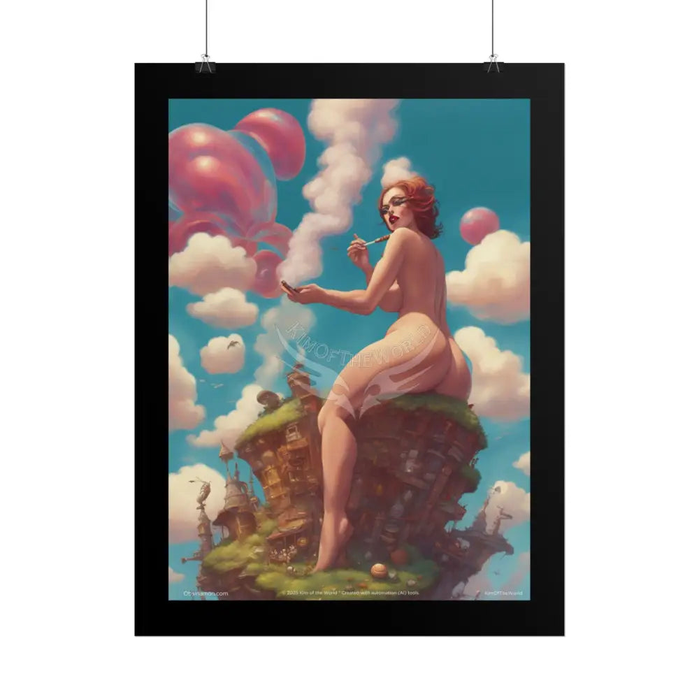 Naughty 3D Al Girl Fashion Giantess Stiletto Fetish Weird & Braless Poster — 3D Stiletto Lady Giant Girlfriend Art