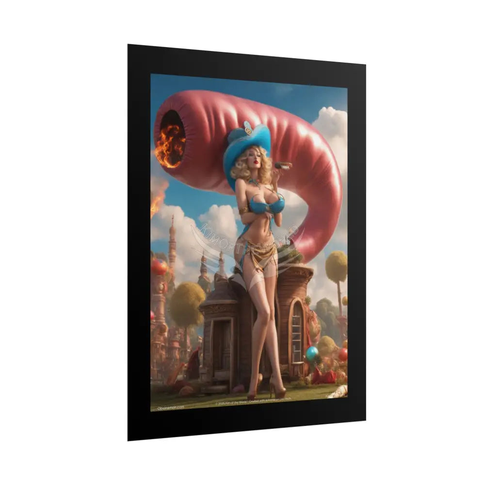 Naughty 3D Al Girl Fashion Giantess Stiletto Fetish Weird & Braless Poster — 3D Stiletto Lady Giant Girlfriend Art