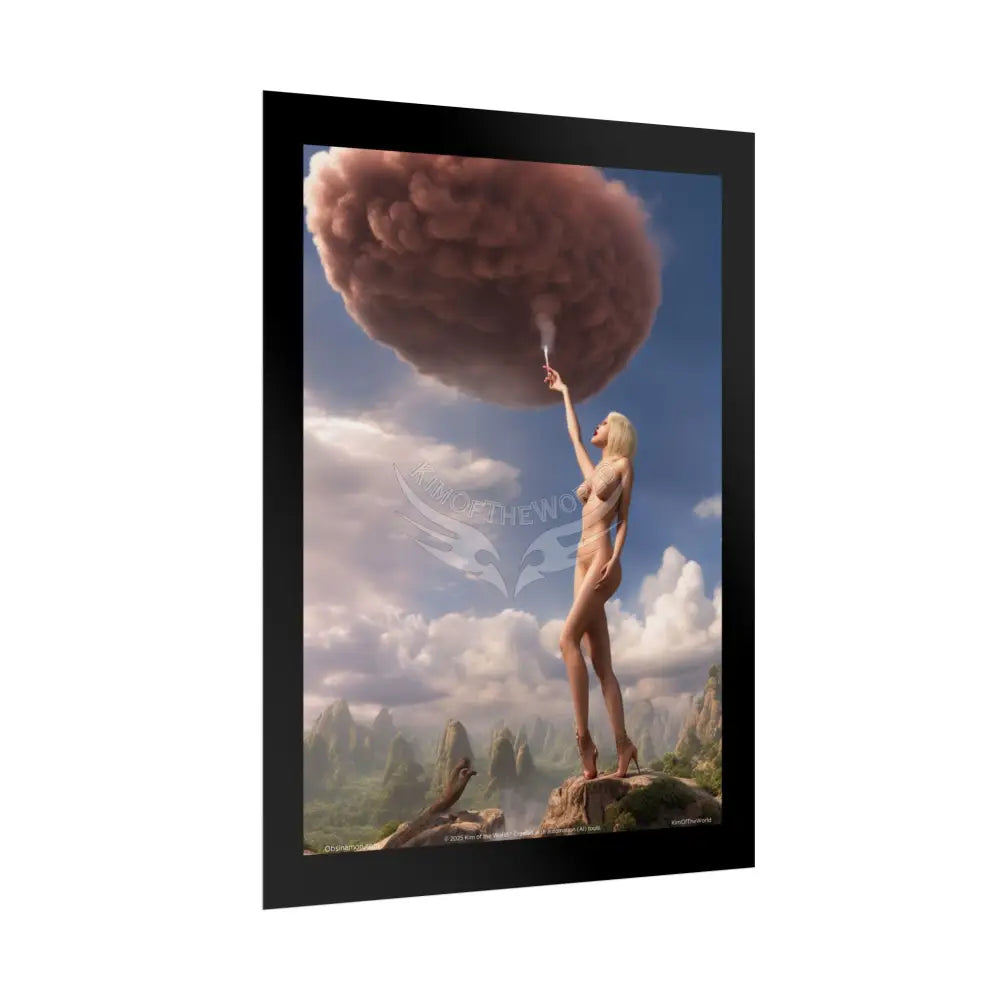Naughty 3D Al Girl Fashion Giantess Stiletto Fetish Weird & Braless Poster — 3D Stiletto Lady Giant Girlfriend Art