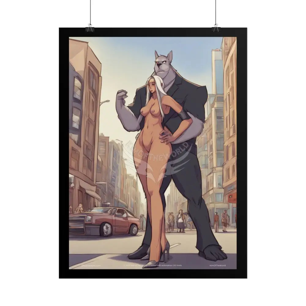 Naughty Cartoon Giant Slightly Naughty Anthro Anime Couple Beauty and the Beast Girl Lady Woman Rolled Poster Art Poster