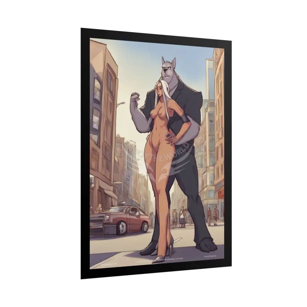 Naughty Cartoon Giant Slightly Naughty Anthro Anime Couple Beauty and the Beast Girl Lady Woman Rolled Poster Art Poster