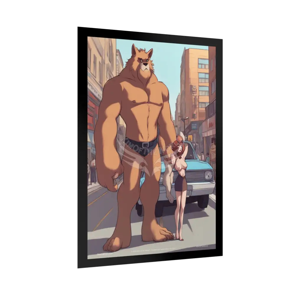 Naughty Cartoon Giant Slightly Naughty Anthro Anime Couple Beauty and the Beast Girl Lady Woman Rolled Poster Art Poster