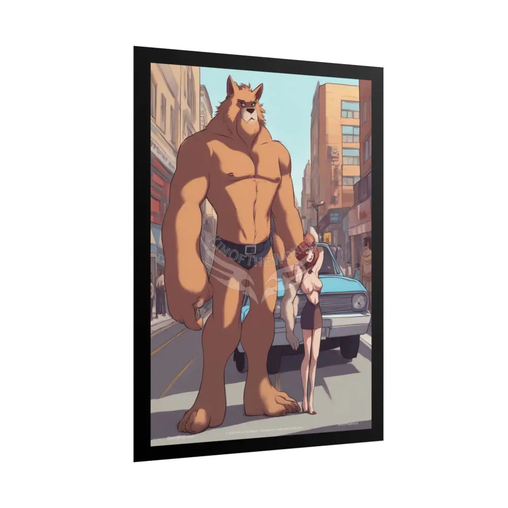 Naughty Cartoon Giant Slightly Naughty Anthro Anime Couple Beauty and the Beast Girl Lady Woman Rolled Poster Art Poster