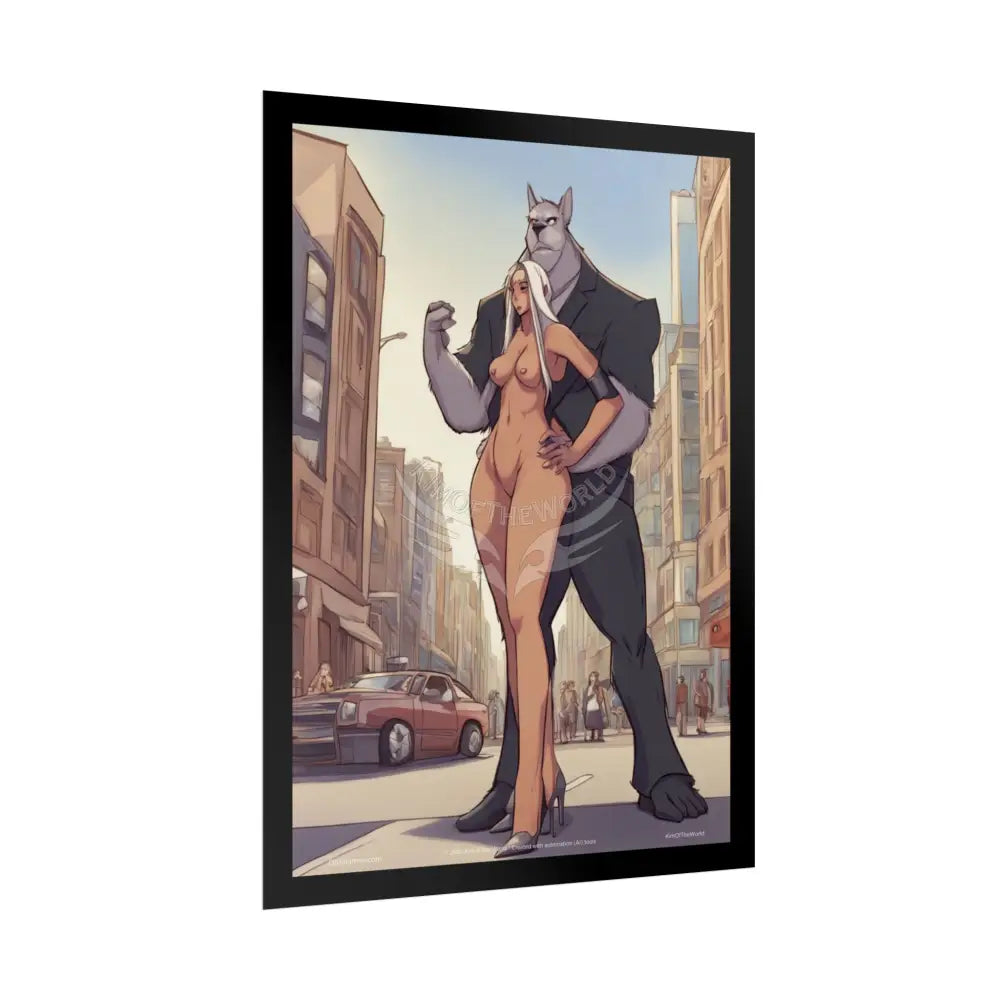 Naughty Cartoon Giant Slightly Naughty Anthro Anime Couple Beauty and the Beast Girl Lady Woman Rolled Poster Art Poster