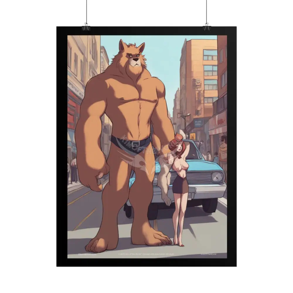 Naughty Cartoon Giant Slightly Naughty Anthro Anime Couple Beauty and the Beast Girl Lady Woman Rolled Poster Art Poster