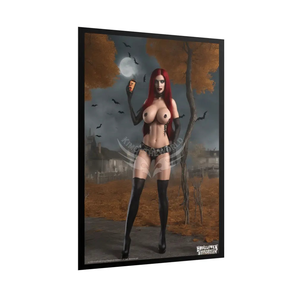 Naughty Gothic Topless Nude Ghouls Goth Girl AI Girls & Nymphs Rolled Poster Halloween Ghoul Poster