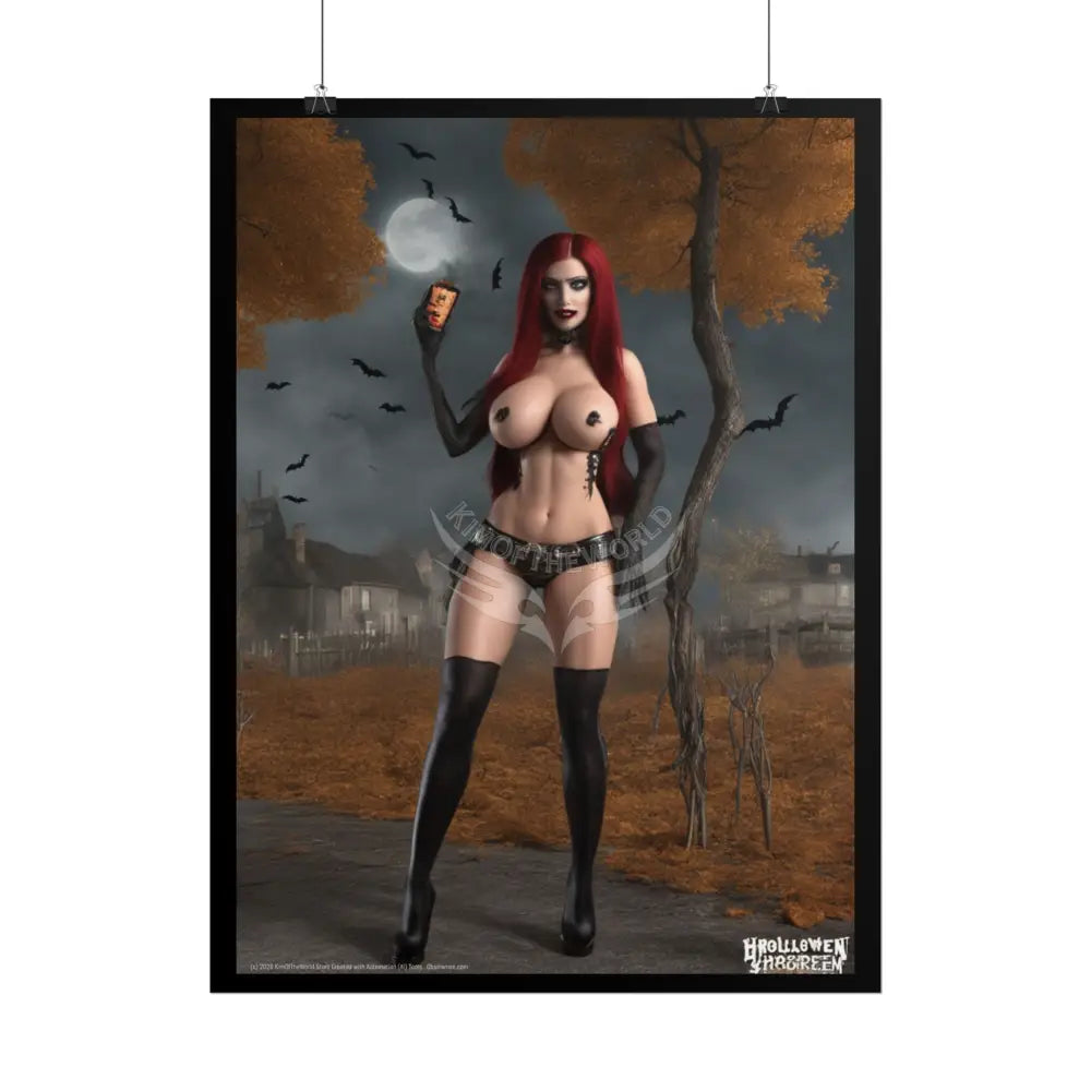 Naughty Gothic Topless Nude Ghouls Goth Girl AI Girls & Nymphs Rolled Poster Halloween Ghoul Poster