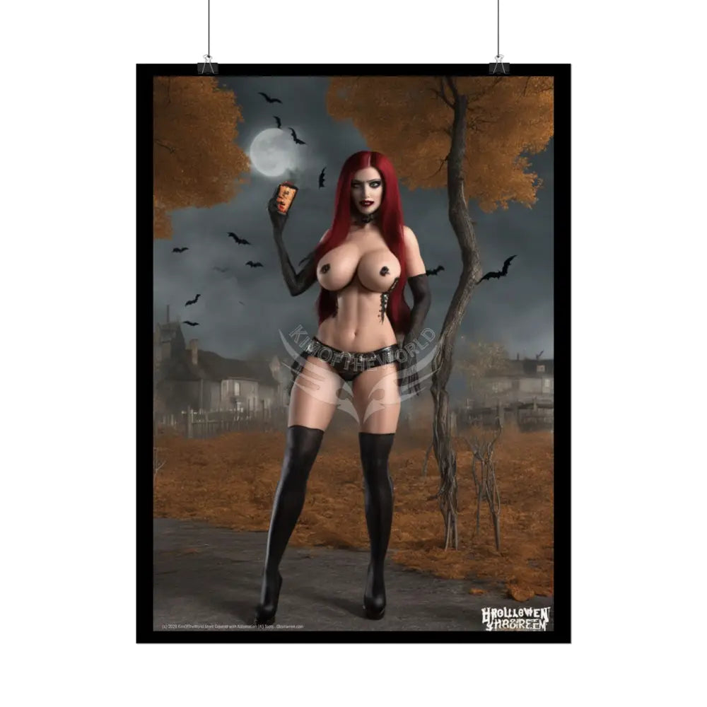 Naughty Gothic Topless Nude Ghouls Goth Girl AI Girls & Nymphs Rolled Poster Halloween Ghoul Poster