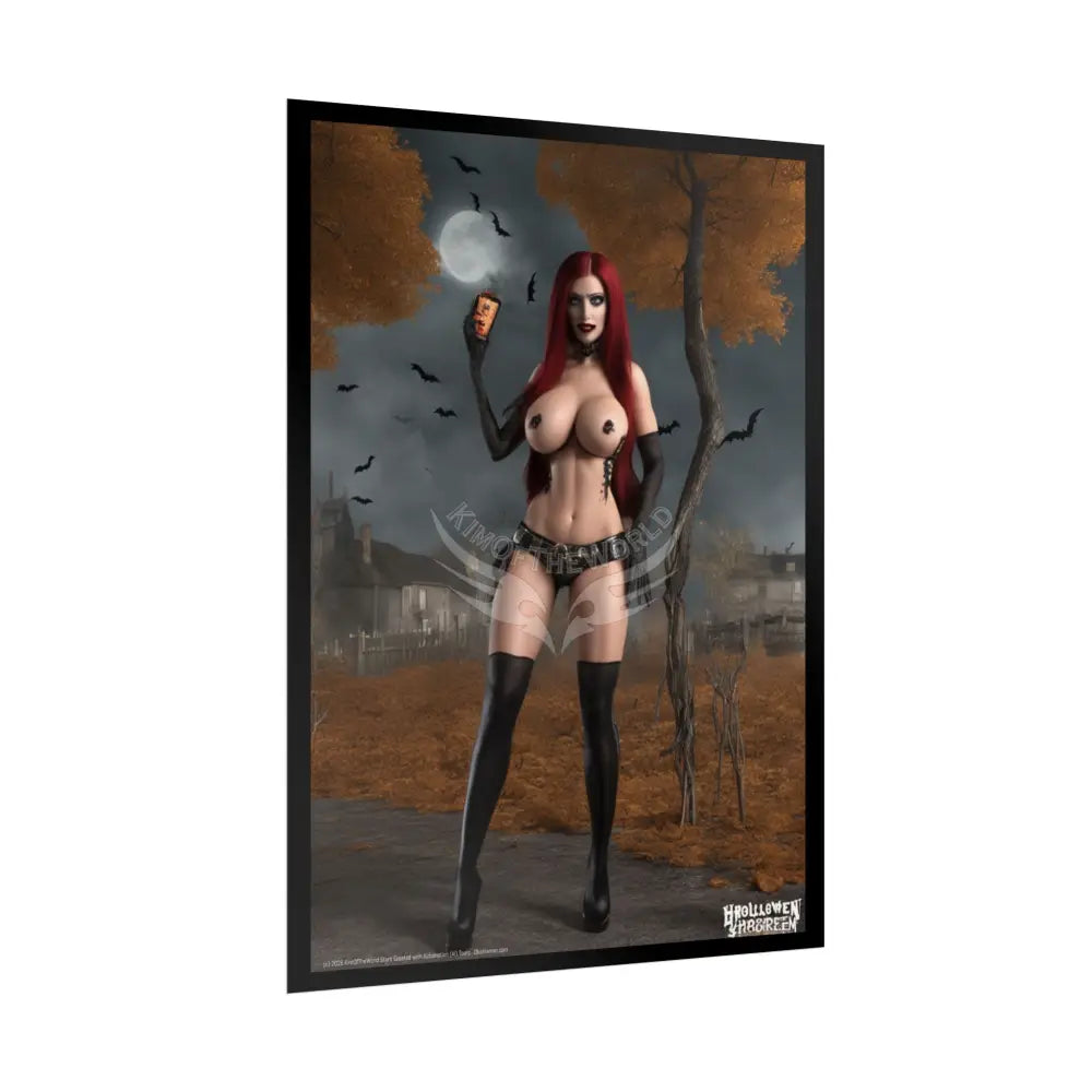 Naughty Gothic Topless Nude Ghouls Goth Girl AI Girls & Nymphs Rolled Poster Halloween Ghoul Poster