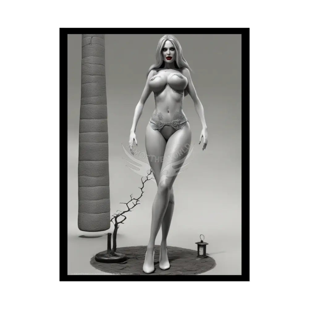 Naughty Topless Nude Creeper Goth Girl AI Girls & Nymphs Rolled Poster 18″ x 24″ (Vertical) / Semi Glossy Poster
