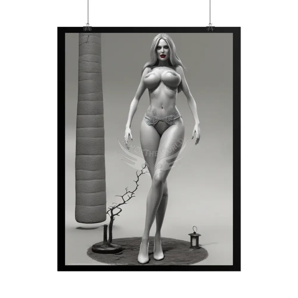 Naughty Topless Nude Creeper Goth Girl AI Girls & Nymphs Rolled Poster Poster