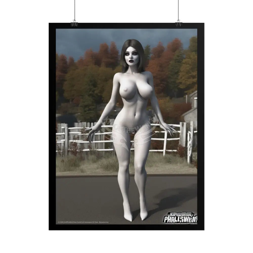 Naughty Topless Nude Goth Girl AI Girls & Nymphs Rolled Poster Poster