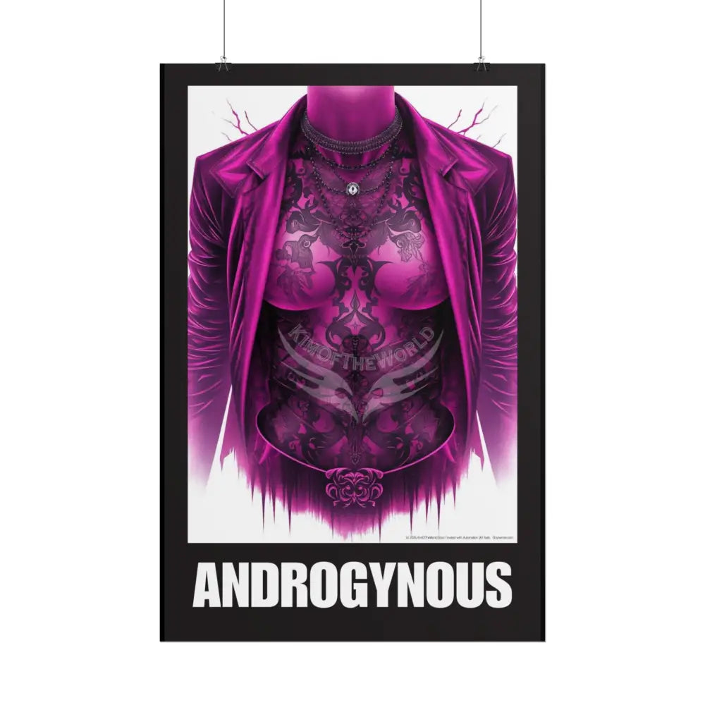 ’No Labels’ Androgynous Vaporwave Tattooed Person - Sexy Tattooed Pink Rolled Poster Poster