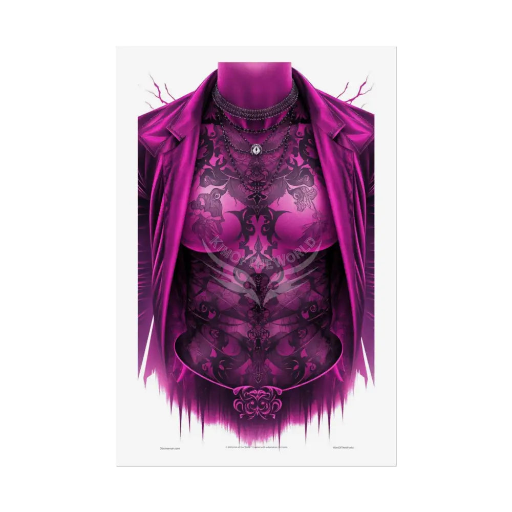 ’No Labels’ Androgynous Vaporwave Tattooed Person - Sexy Smoking Rolled Poster 20″ x 30″ (Vertical) / Semi Glossy Poster