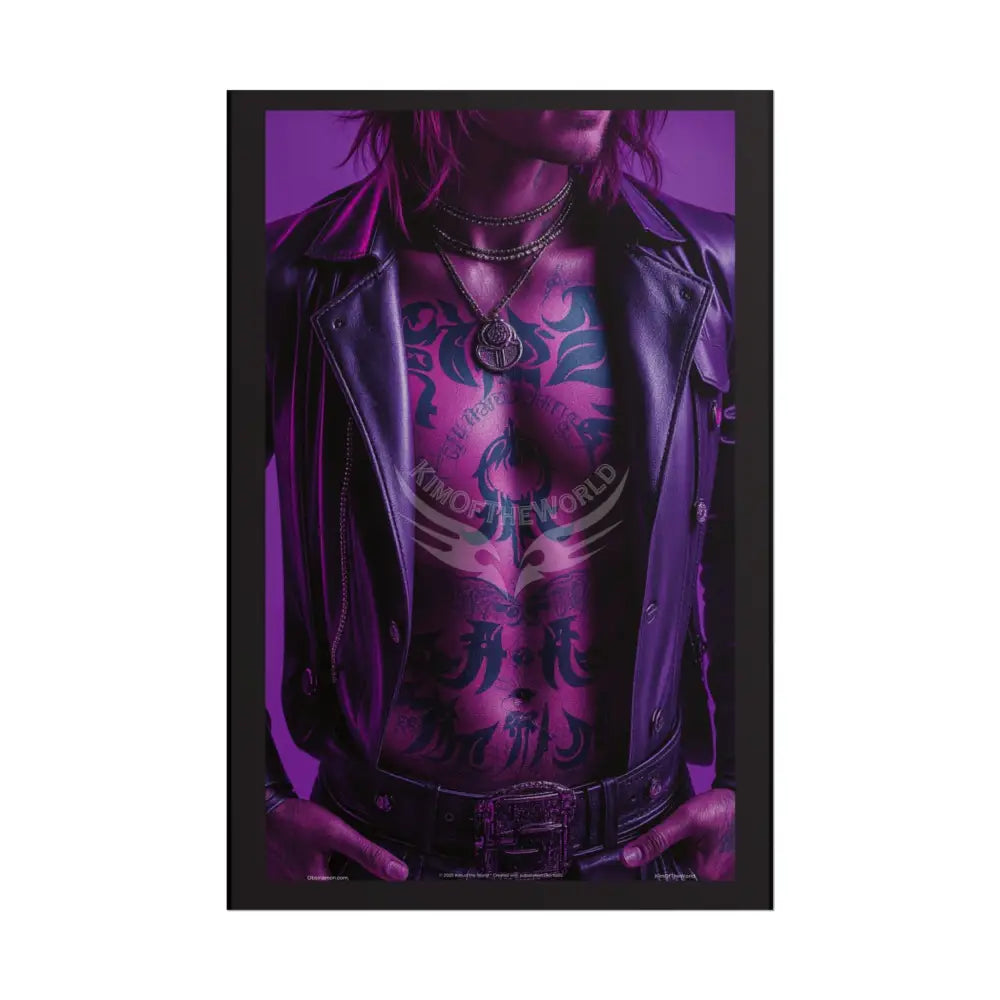 ’No Labels’ Bad Boy Vaporwave Tattooed Men - Sexy Smoking Handsome Man Rolled Poster 20″ x 30″ (Vertical) / Matte Poster