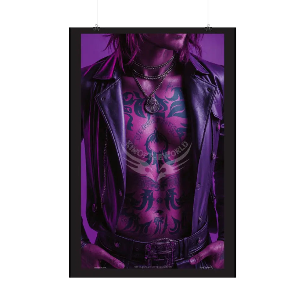 ’No Labels’ Bad Boy Vaporwave Tattooed Men - Sexy Smoking Handsome Man Rolled Poster Poster