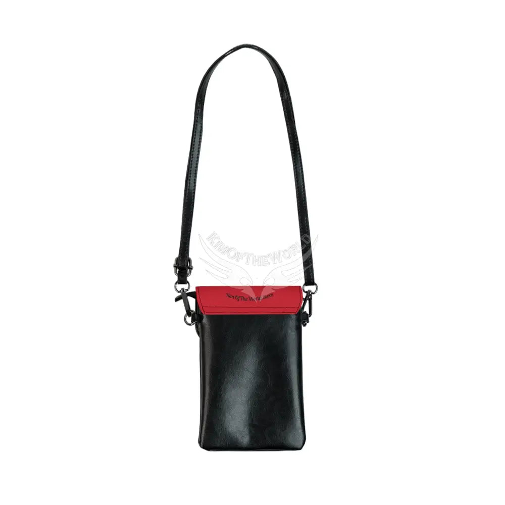’No Labels’ Printed Lady Red Cell Phone Purse Wallet — Small Crossbody Phone Purse 7.5’’ × 4.9’’ × 1’’ Bags