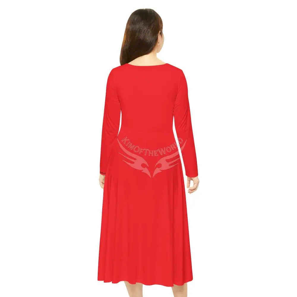 ’No Labels’ Text Character Lady Random Letters Print Long Sleeve Dress All Over Prints