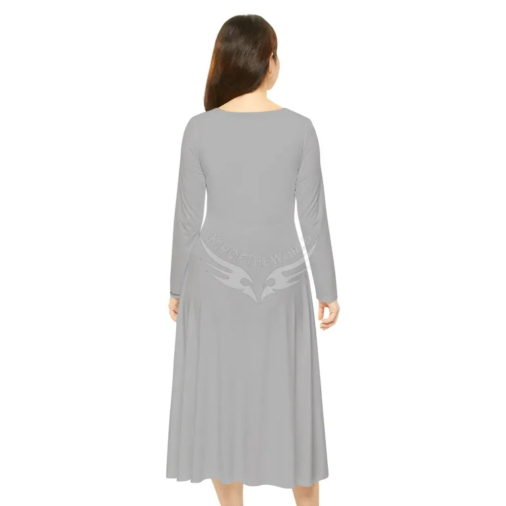 ’No Labels’ Text Character Lady Random Letters Print Long Sleeve Dress All Over Prints