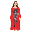 ’No Labels’ Text Character Lady Random Letters Print Long Sleeve Dress S All Over Prints