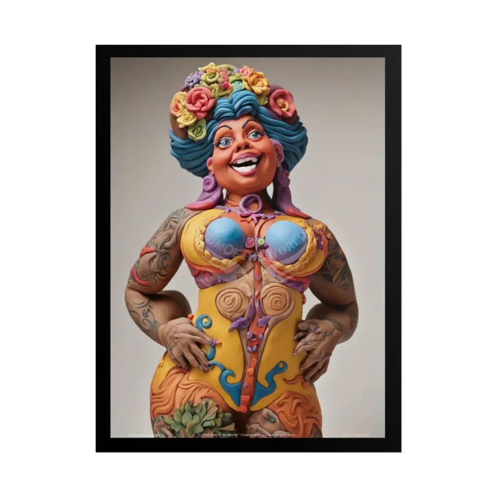 Novelty Rolled Poster — ’Big Mama’ Playful Busty Clay Sculpture Print (Adults Only) 18″ x 24″ (Vertical) / Matte Poster