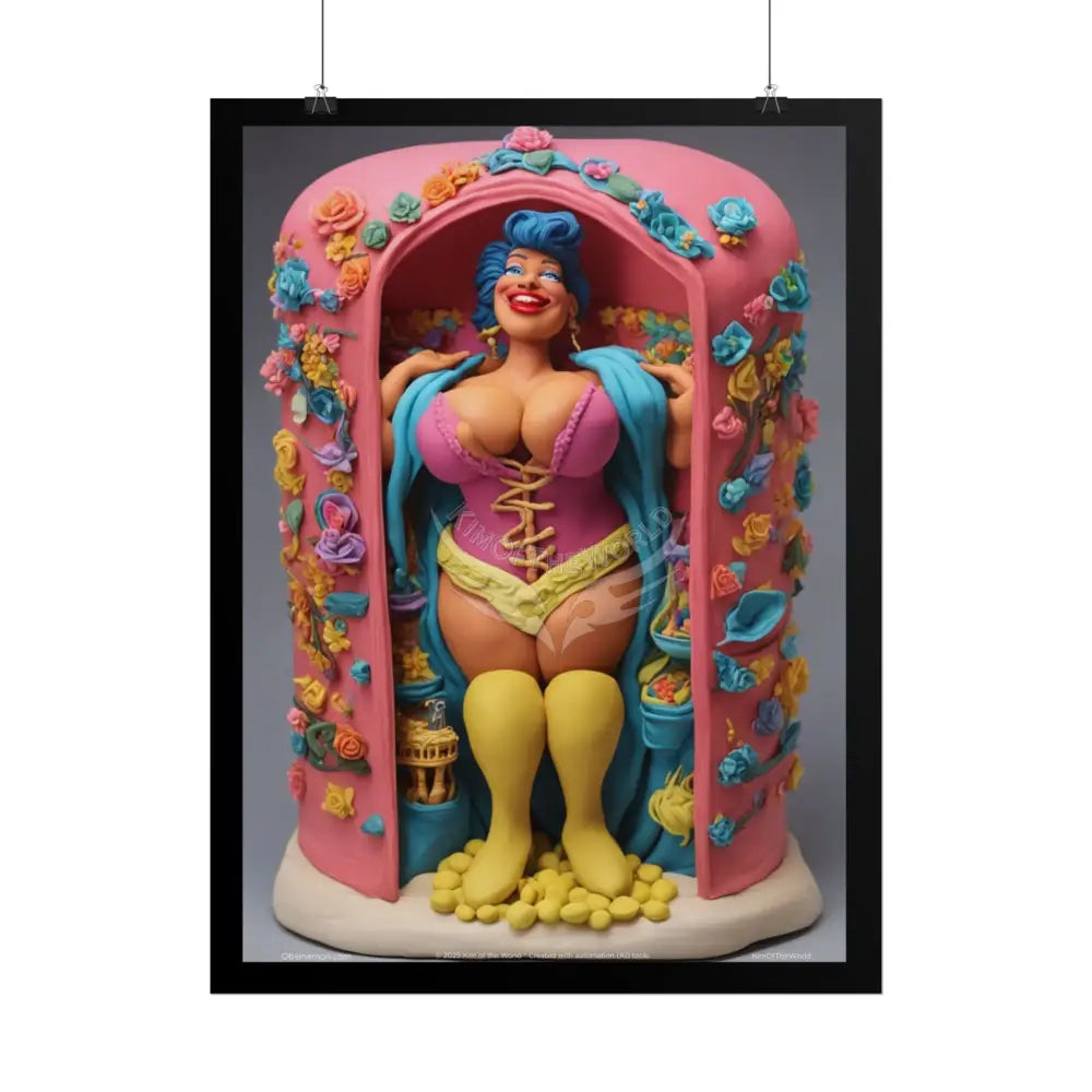 Novelty Rolled Poster — ’Big Mama’ Playful Busty Clay Sculpture Print (Adults Only) Poster