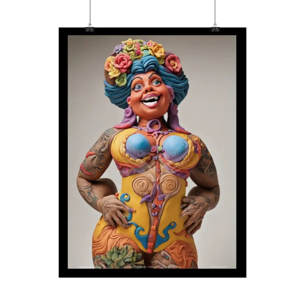 Novelty Rolled Poster — ’Big Mama’ Playful Busty Clay Sculpture Print (Adults Only) Poster