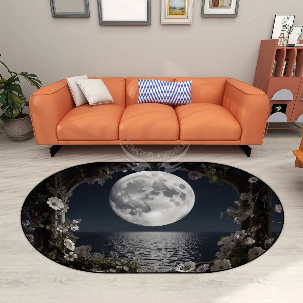 Oceanview Full Moon Window Multiple Sizes Oval Area Rug 60’’x36’’ Rugs & Mats