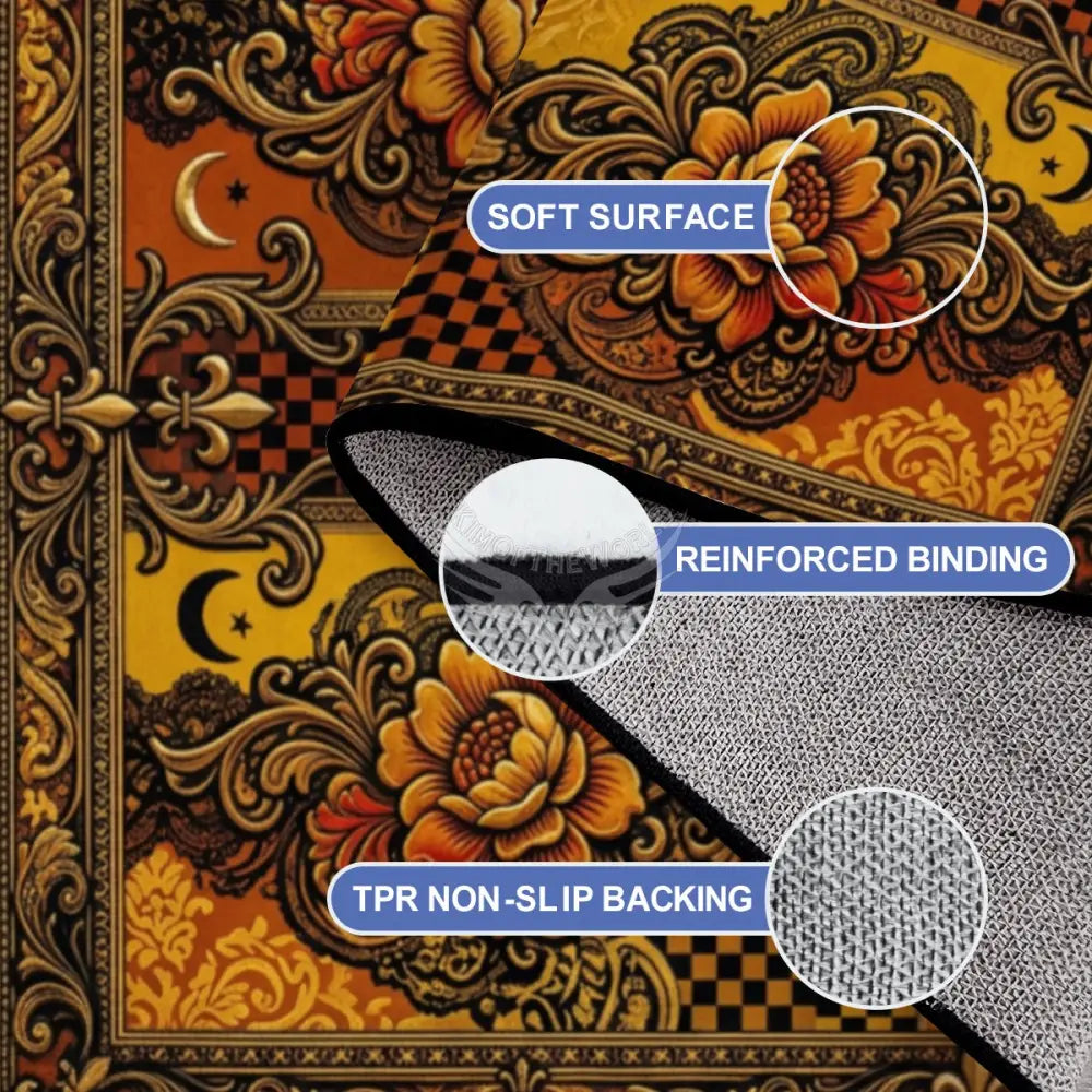 Orange and Gold Yellow 3D Floral Design 10 ft x 8 ft Large Area Rug Floor Carpet 120’’x96’’ Rugs & Mats