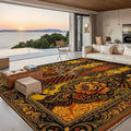 Orange and Gold Yellow 3D Floral Design 10 ft x 8 ft Large Area Rug Floor Carpet 120’’x96’’ Rugs & Mats
