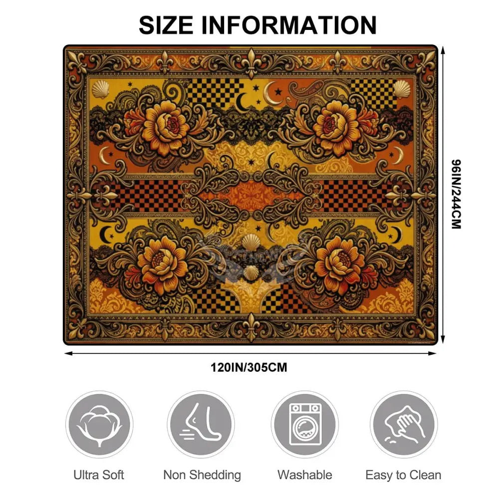Orange and Gold Yellow 3D Floral Design 10 ft x 8 ft Large Area Rug Floor Carpet 120’’x96’’ Rugs & Mats