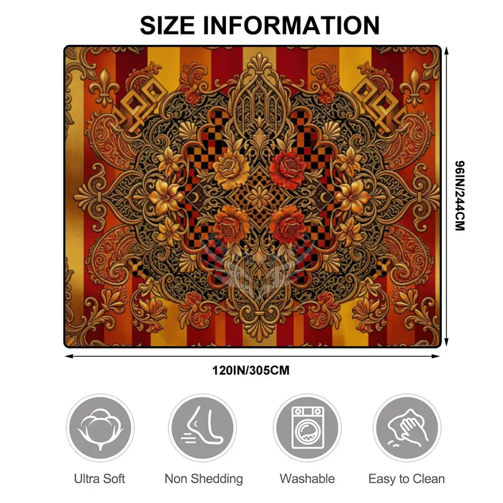 Orange and Yellow Stripe Flora Design 10 ft x 8 ft Large Area Rug Floor Carpet 120’’x96’’ Rugs & Mats