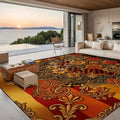 Orange and Yellow Stripe Flora Design 10 ft x 8 ft Large Area Rug Floor Carpet 120’’x96’’ Rugs & Mats