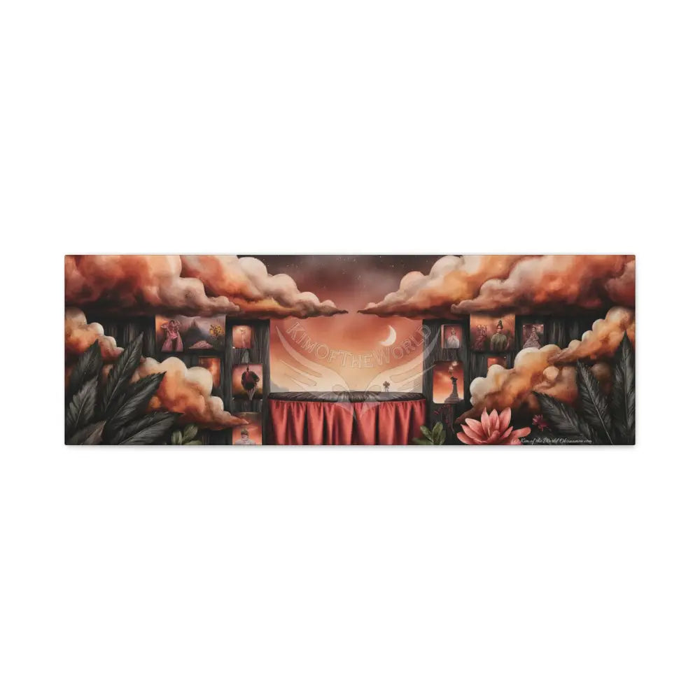 Orange Blended Magic Windows Satin Canvas Print — Surreal Cozy Room Wall Art 36’’ x 12’’ (Horizontal) / 1.25’’ Canvas