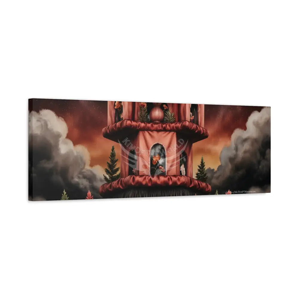 Orange Blended Magic Windows Satin Canvas Print — Surreal Cozy Room Wall Art Canvas