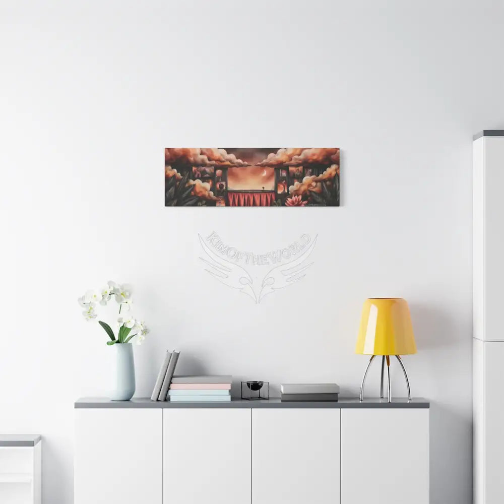 Orange Blended Magic Windows Satin Canvas Print — Surreal Cozy Room Wall Art Canvas