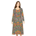 Orange Flower Wallpaper Print Dress – Women’s Long Sleeve AOP L All Over Prints