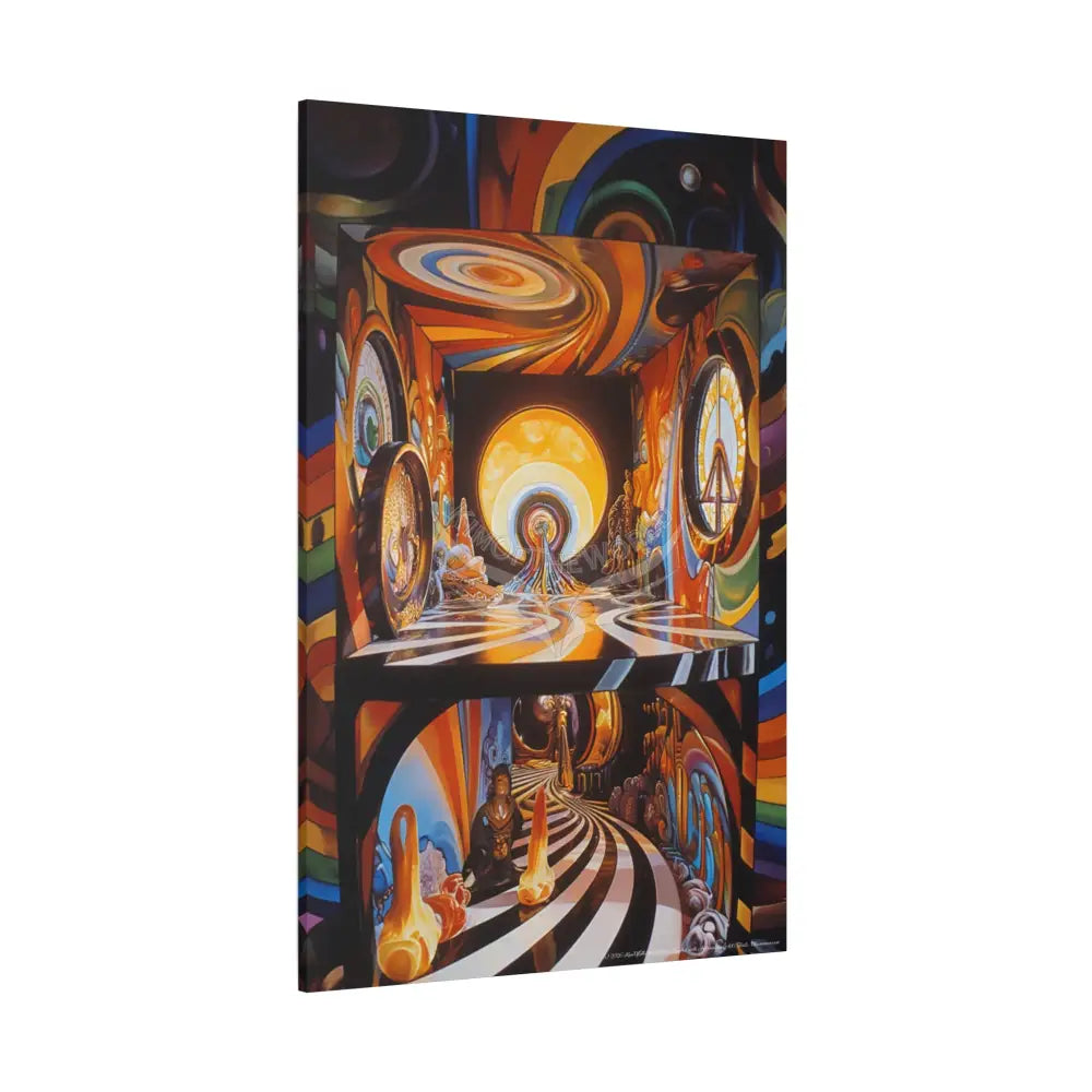 Orange Retro Wave 3D Funky Peace Matte Canvas — ’Welcome to a Beautiful Surreal World’ Canvas