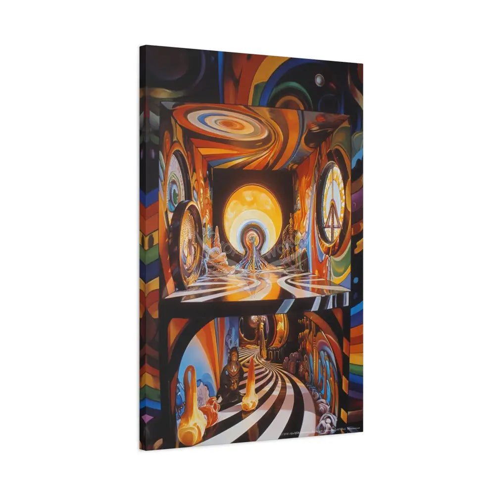 Orange Retro Wave 3D Funky Peace Matte Canvas — ’Welcome to a Beautiful Surreal World’ Canvas