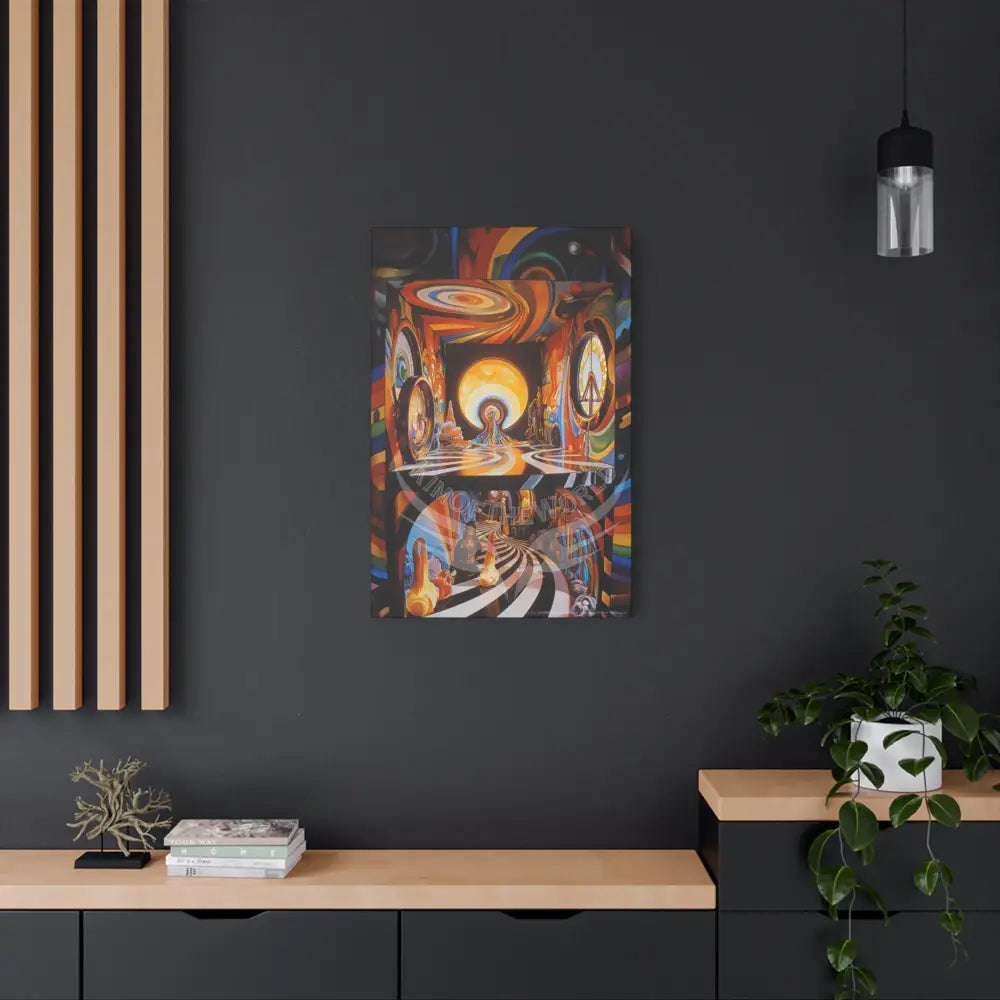 Orange Retro Wave 3D Funky Peace Matte Canvas — ’Welcome to a Beautiful Surreal World’ Canvas