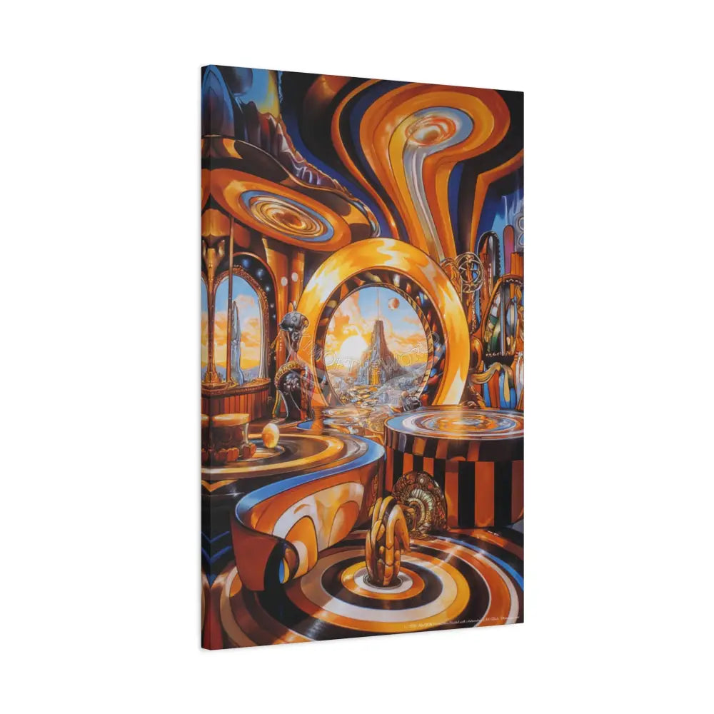 Orange Retro Wave 3D MultiLevel Funky Matte Canvas — ’Welcome to a Beautiful Surreal World’ Canvas