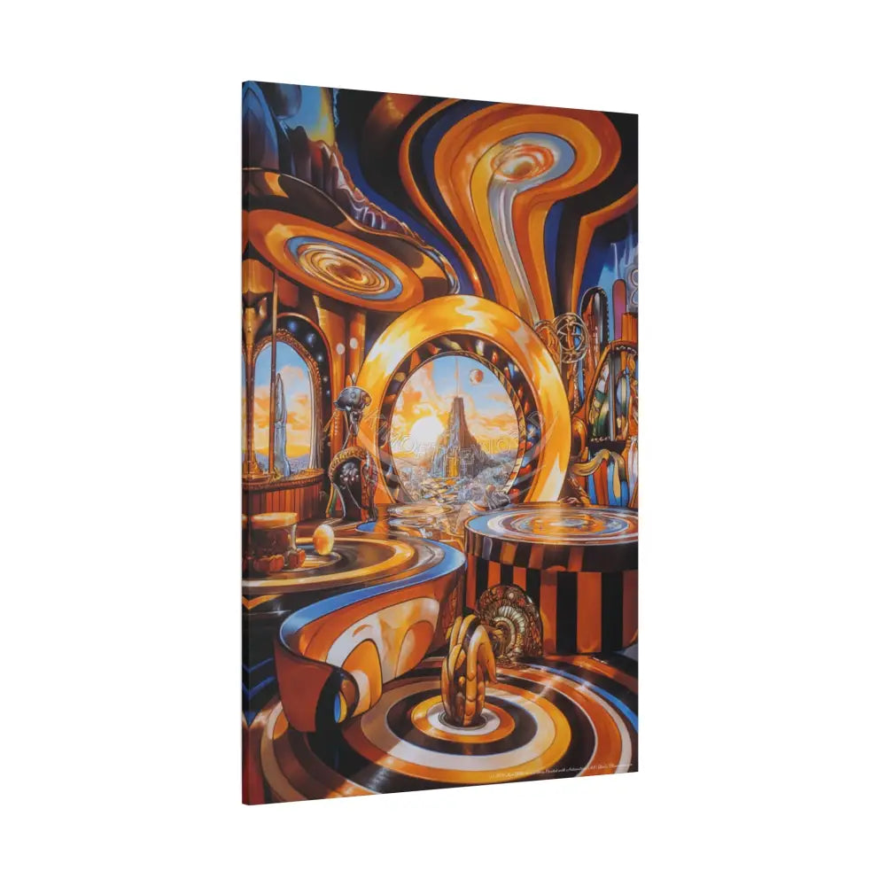 Orange Retro Wave 3D MultiLevel Funky Matte Canvas — ’Welcome to a Beautiful Surreal World’ Canvas