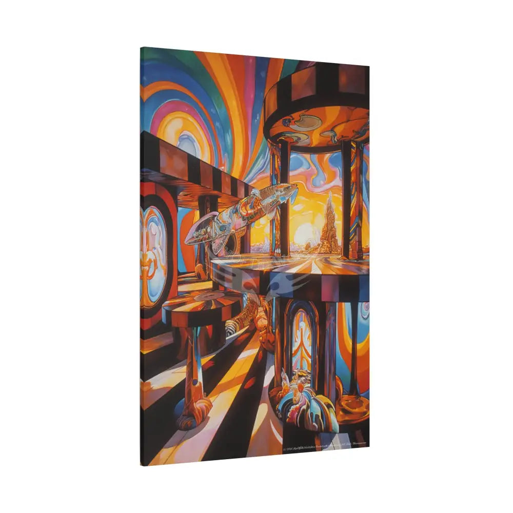 Orange Retro Wave 3D MultiLevel Funky Matte Canvas — ’Welcome to a Beautiful Surreal World’ Canvas