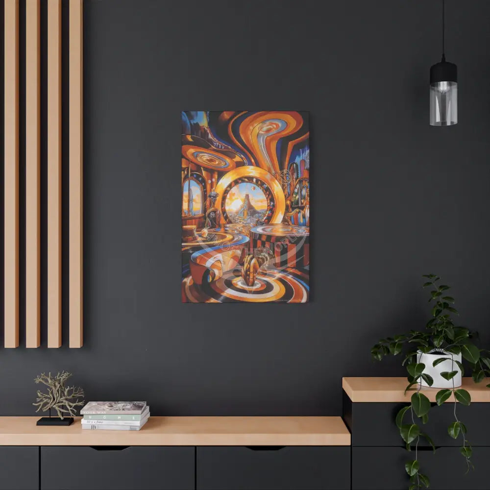 Orange Retro Wave 3D MultiLevel Funky Matte Canvas — ’Welcome to a Beautiful Surreal World’ Canvas