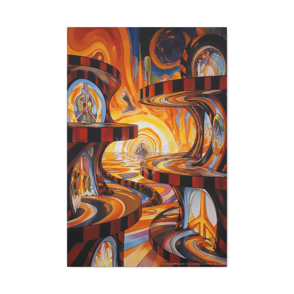 Orange Retro Wave 3D MultiLevel Matte Canvas — ’Welcome to a Beautiful Surreal World’ 24’’ x 36’’ (Vertical) / 1.25’’