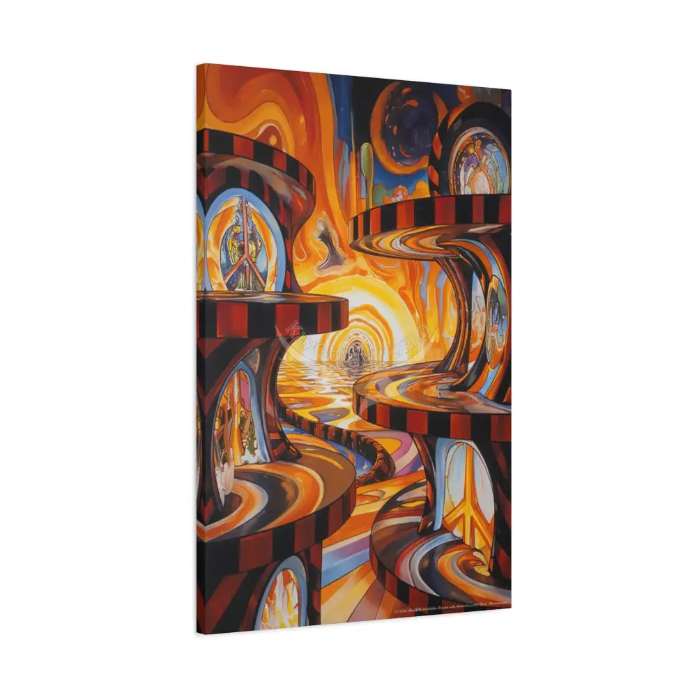Orange Retro Wave 3D MultiLevel Matte Canvas — ’Welcome to a Beautiful Surreal World’ Canvas